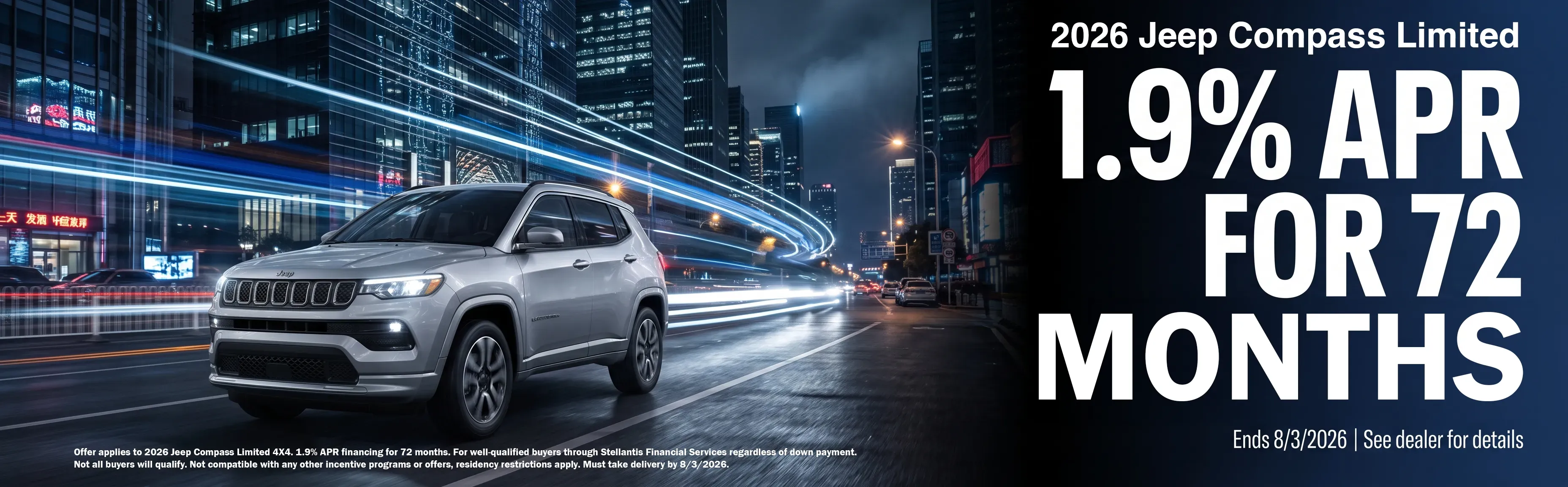 Jeep Compass Limited with 1.9 percent financing for 72 months at Garavel.